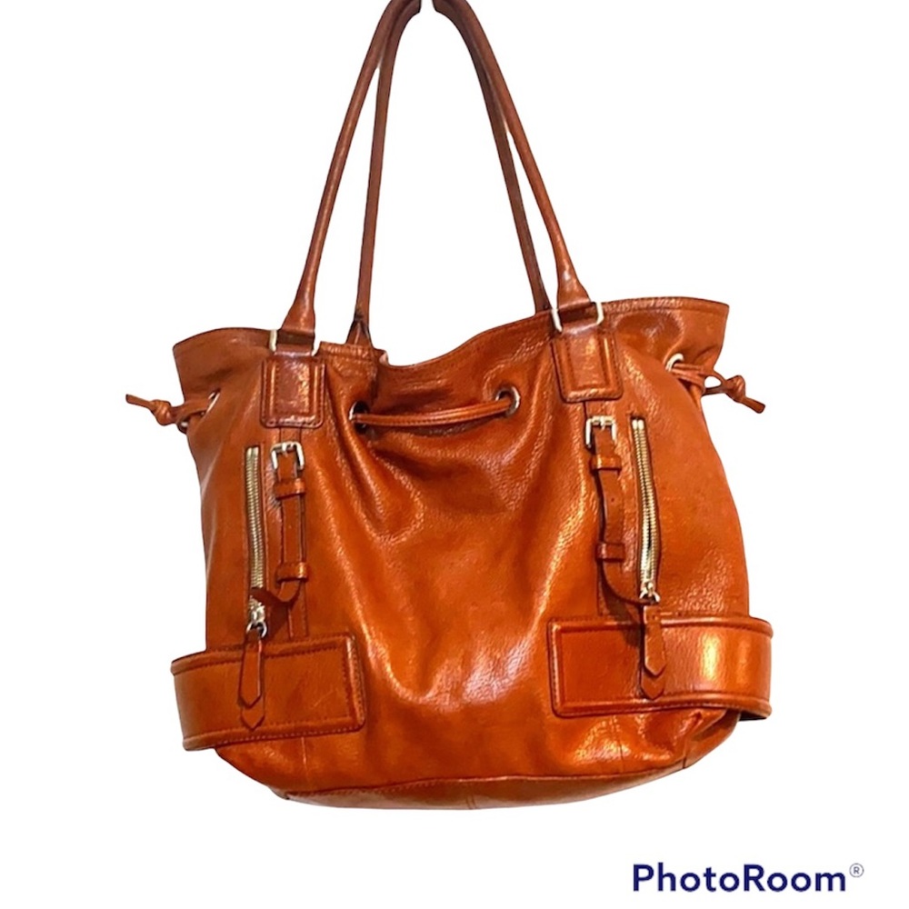 Cole Haan Double Handle Front Zipper Drawstring Shoulder Bag